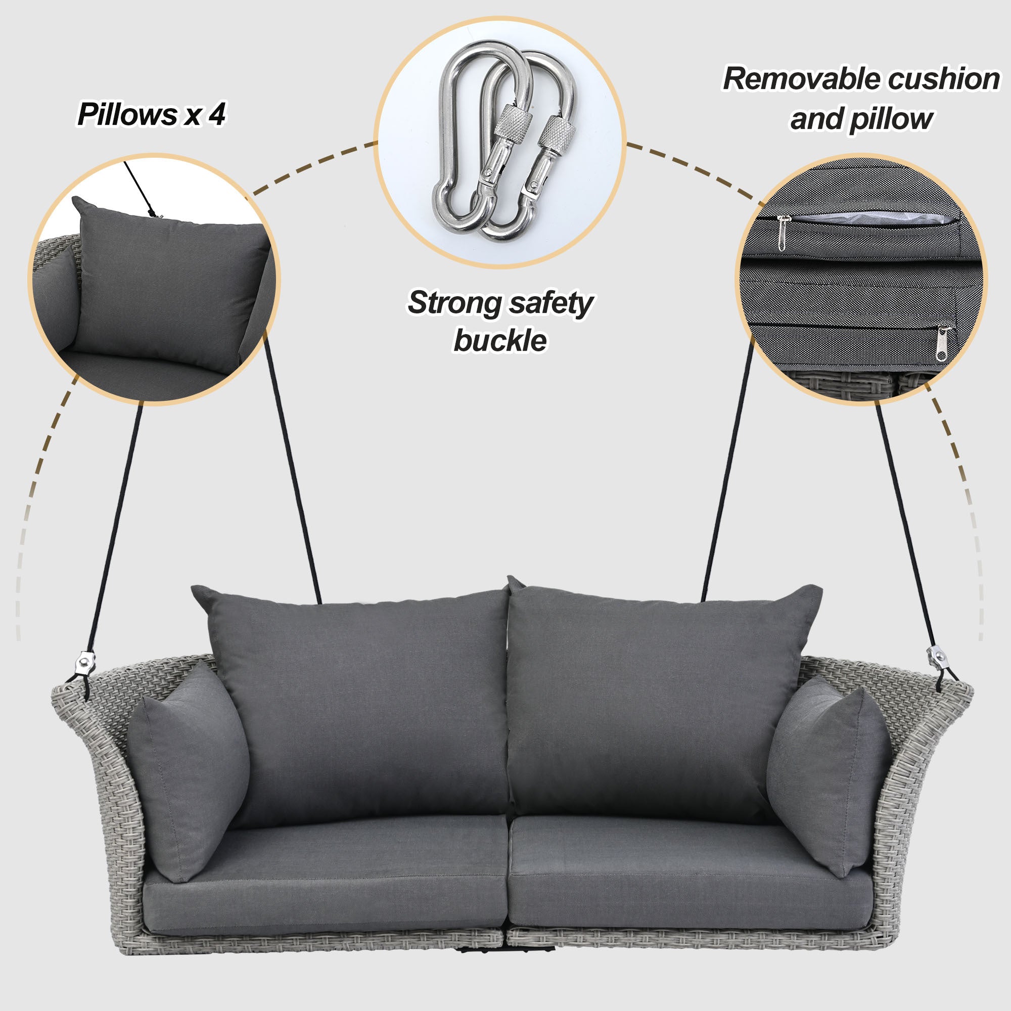 Asiento colgante para 2 personas - Gris