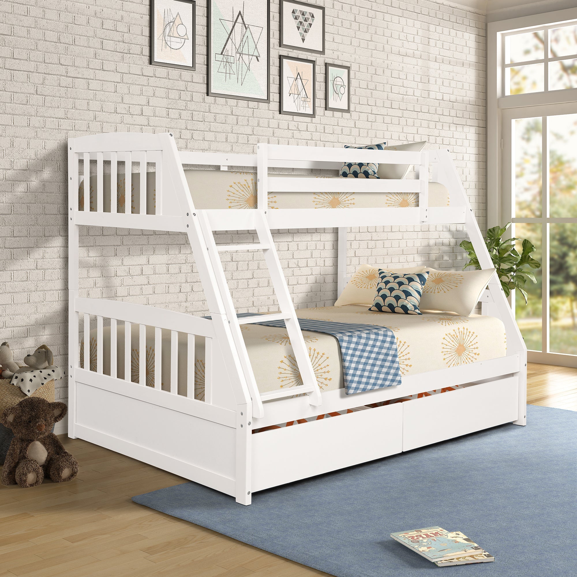Litera de madera maciza – Blanco