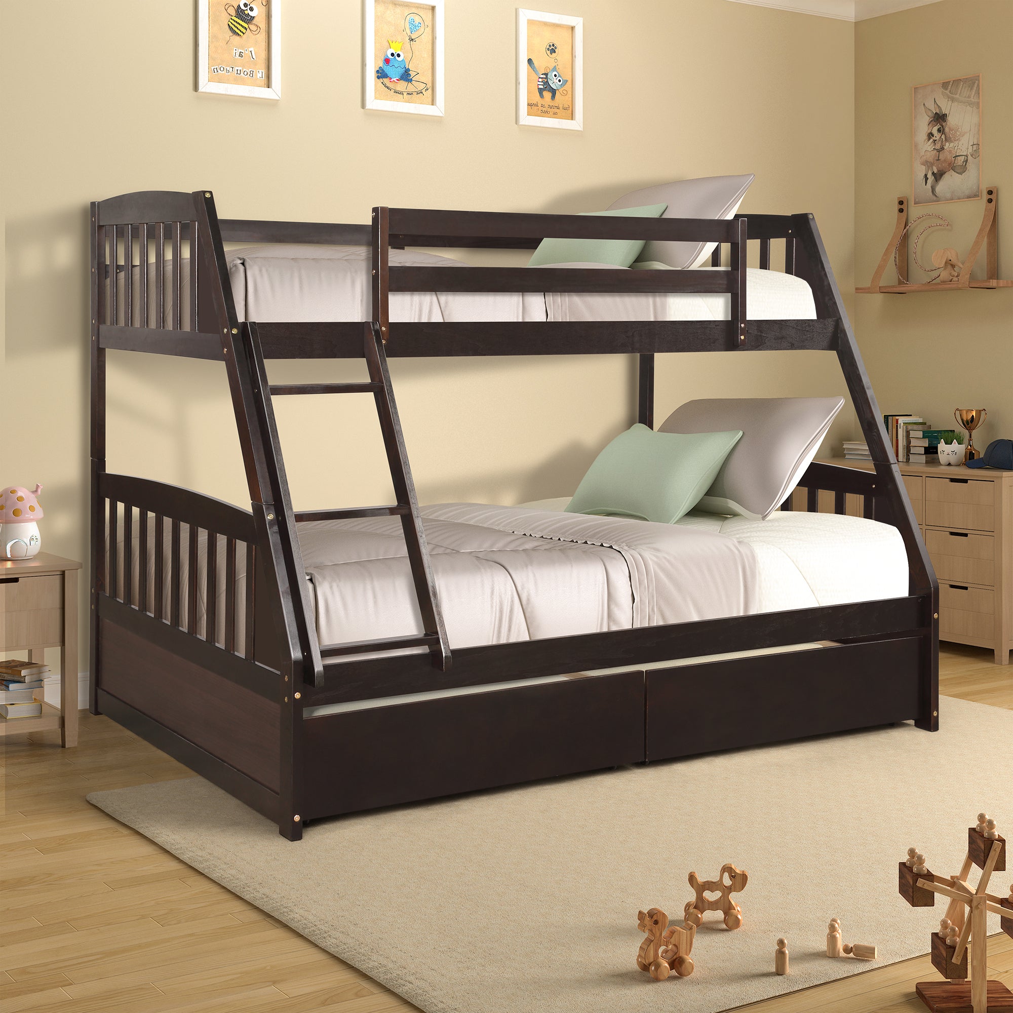 Litera de madera maciza - Marrón