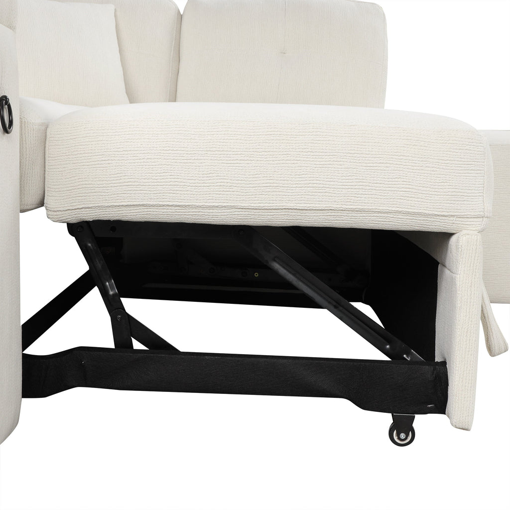 Sofá cama extraíble en forma de L - Beige