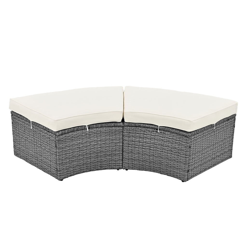 Conjunto de sofás redondos de 5 piezas para patio al aire libre - Gris