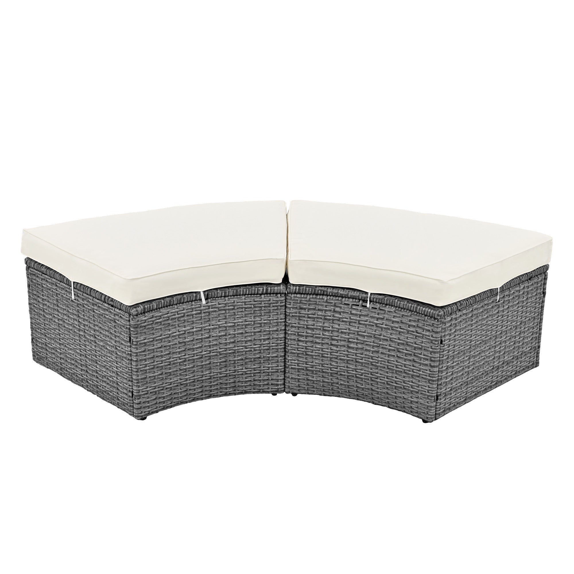 Conjunto de sofás redondos de 5 piezas para patio al aire libre - Gris