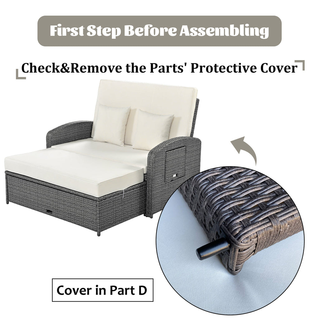 Sofá cama reclinable para 2 personas - Gris