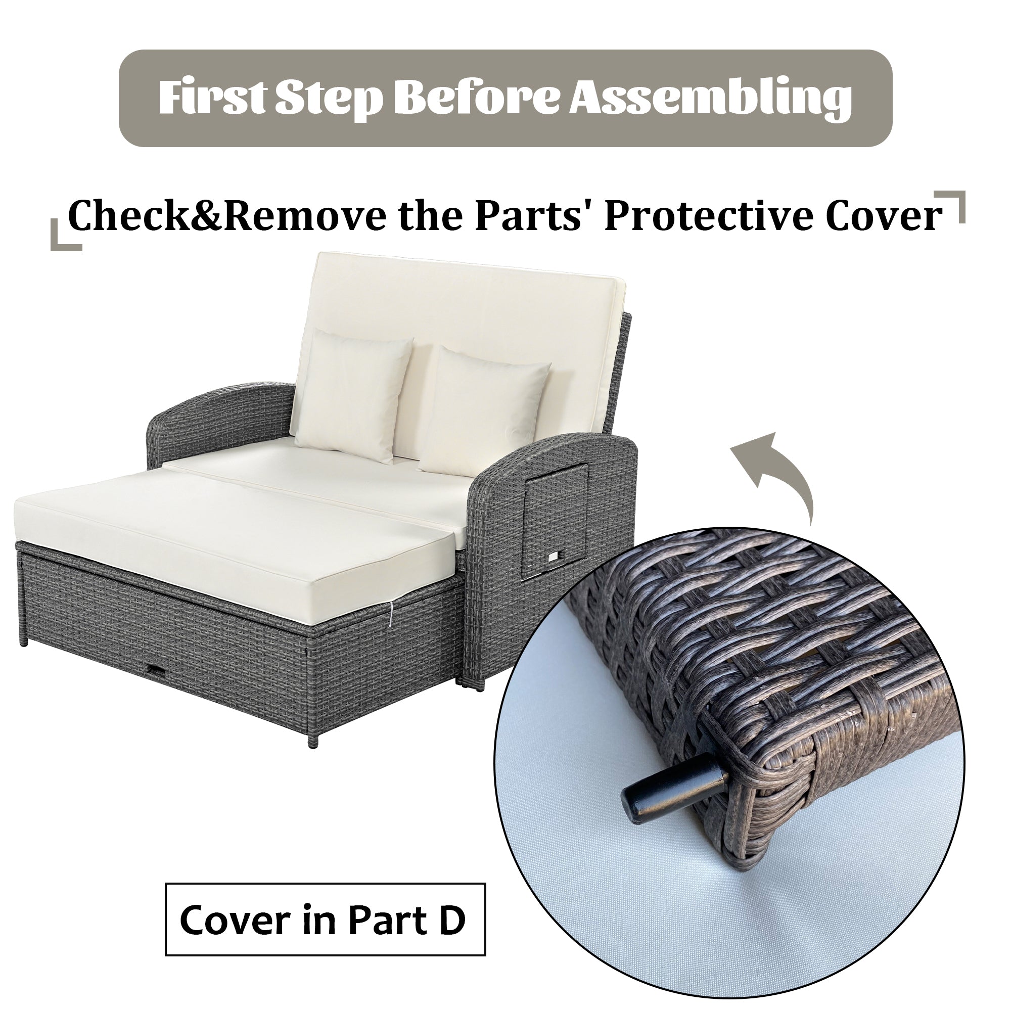 Sofá cama reclinable para 2 personas - Gris