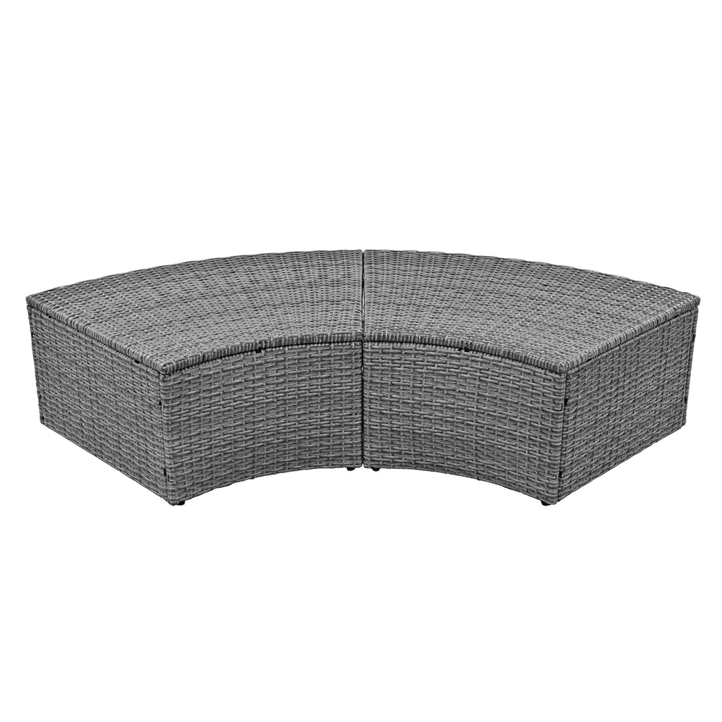 Conjunto de sofás redondos de 5 piezas para patio al aire libre - Gris