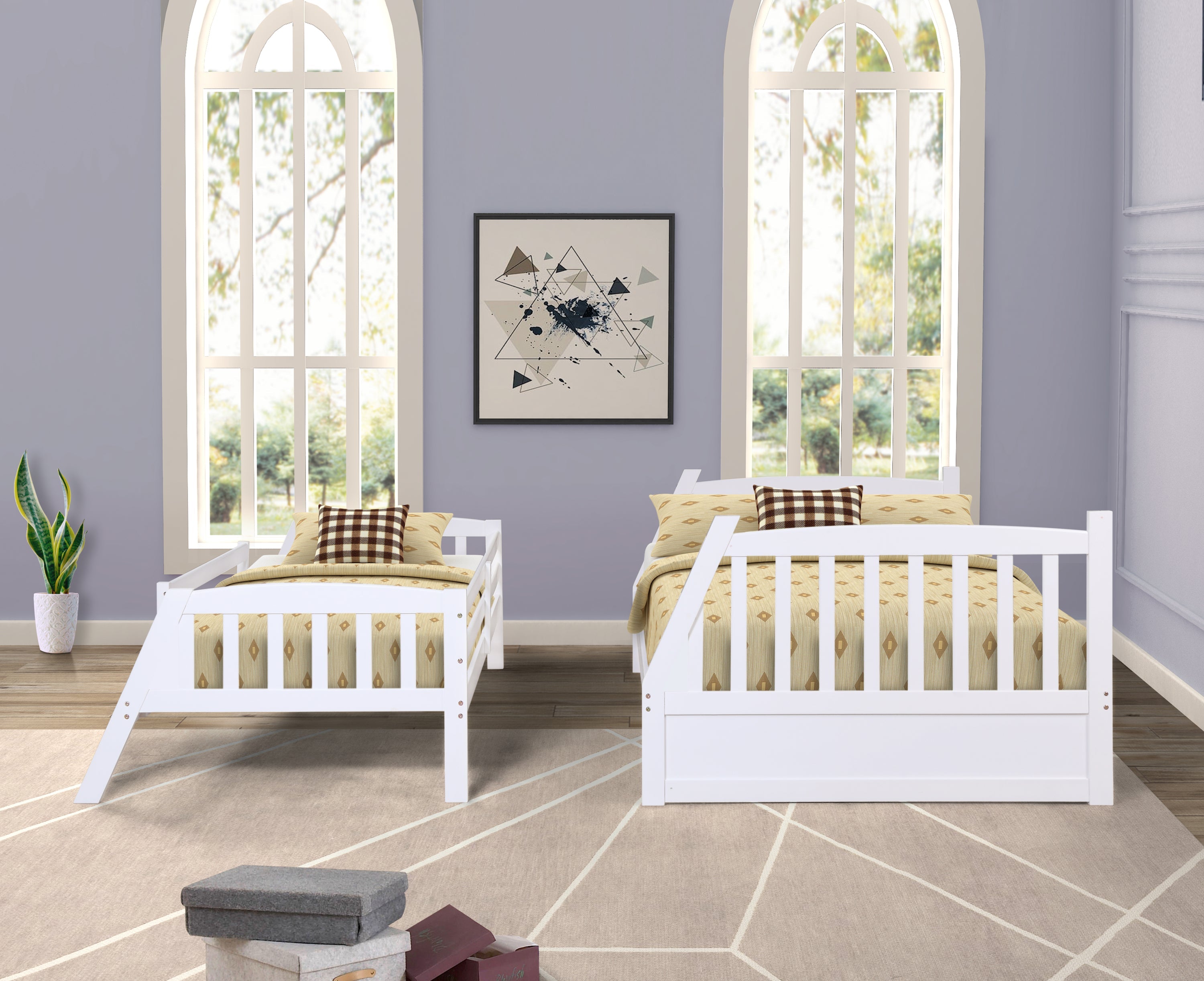 Litera de madera maciza – Blanco