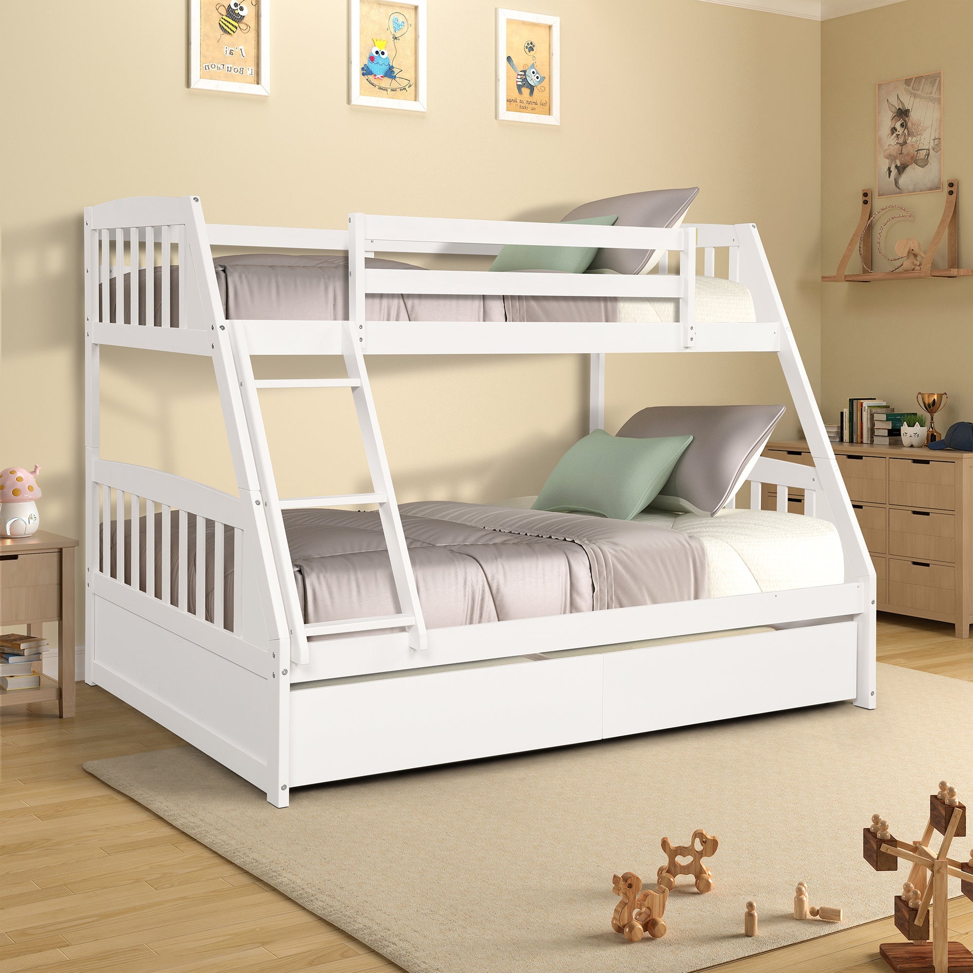 Litera de madera maciza – Blanco