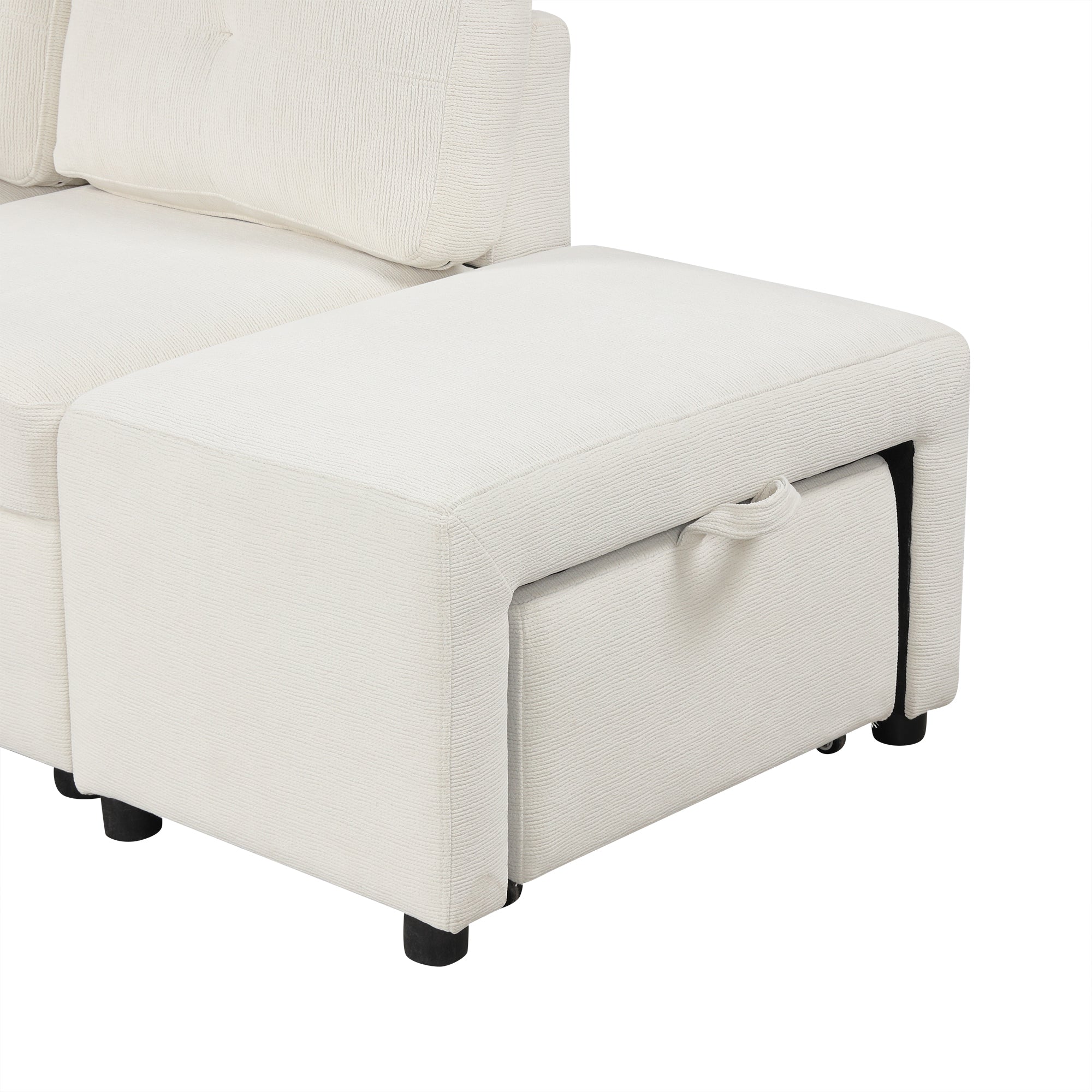 Sofá cama extraíble en forma de L - Beige
