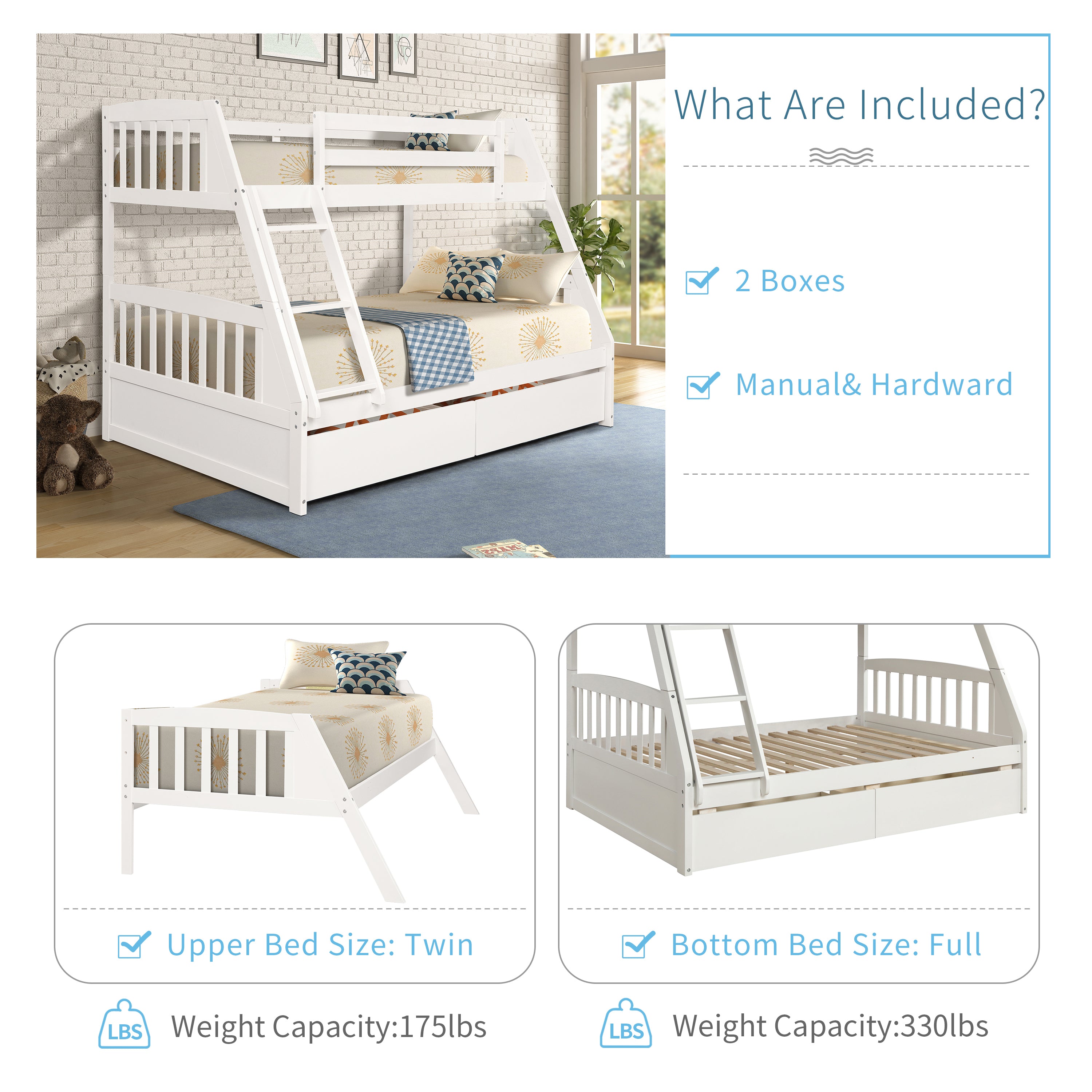 Litera de madera maciza – Blanco