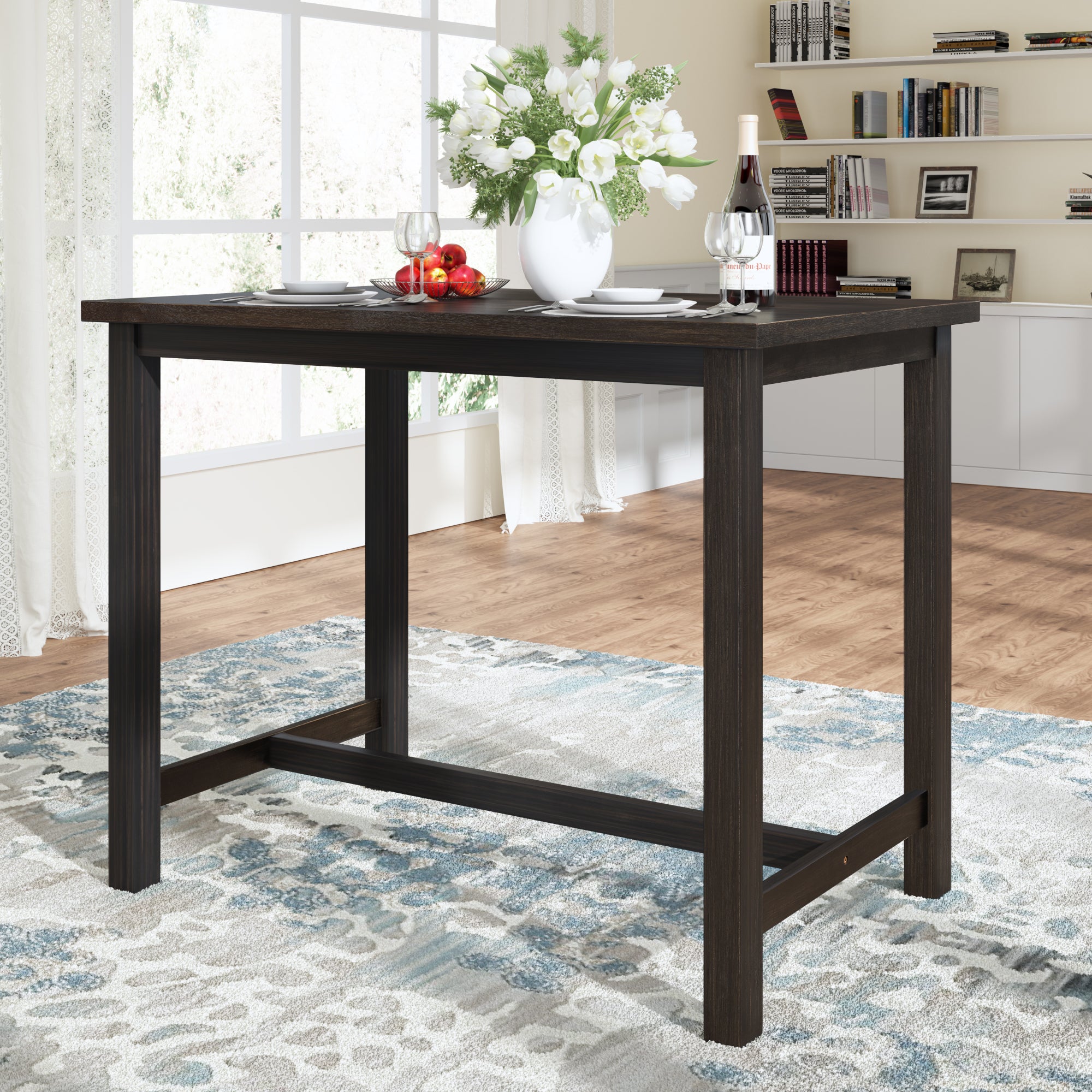 Mesa de comedor rústica de madera - Marrón