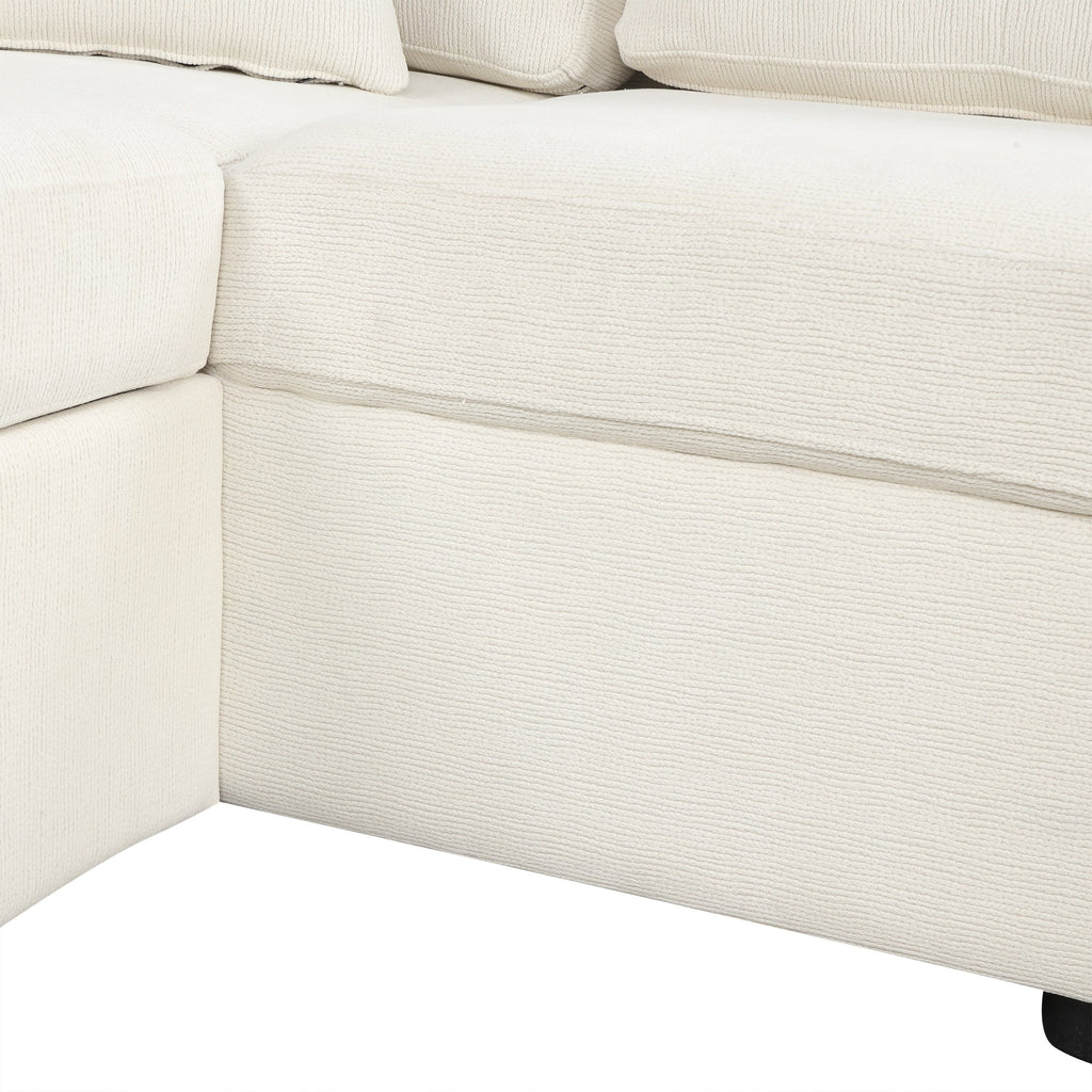 Sofá cama extraíble en forma de L - Beige