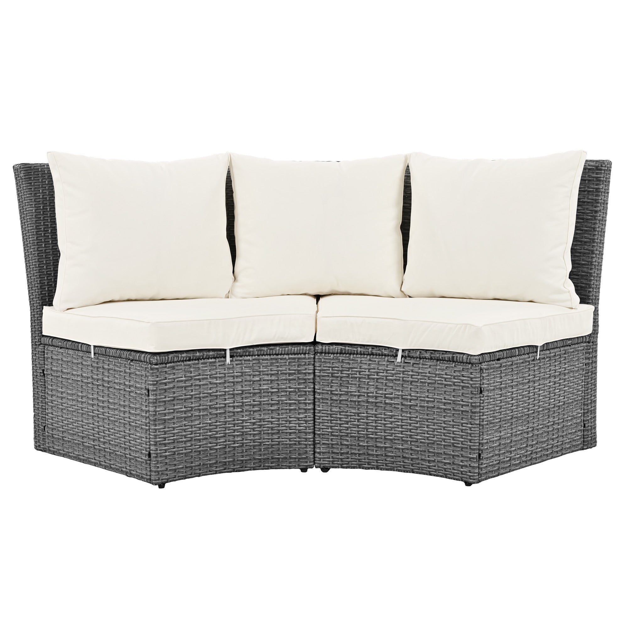 Conjunto de sofás redondos de 5 piezas para patio al aire libre - Gris