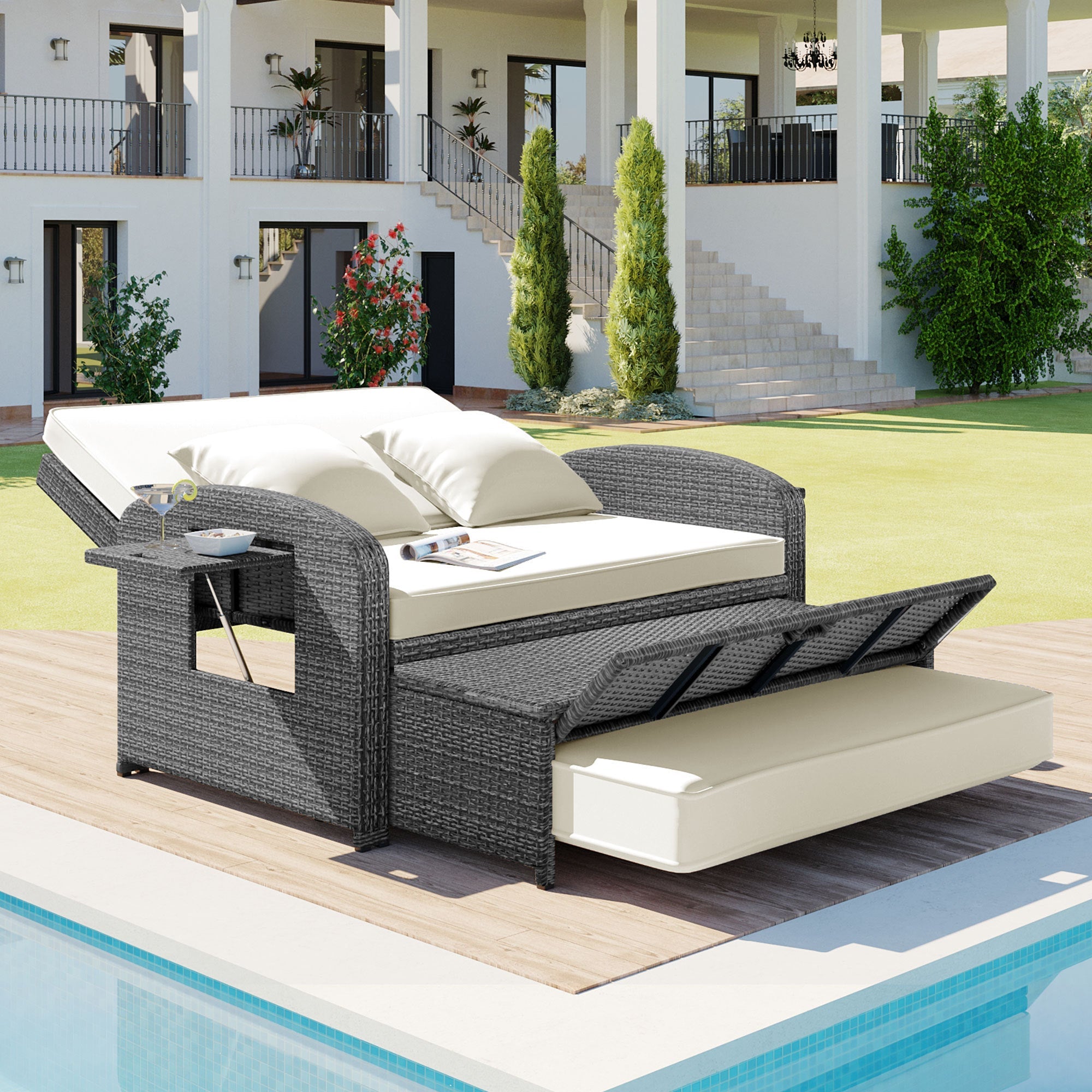 Sofá cama reclinable para 2 personas - Gris