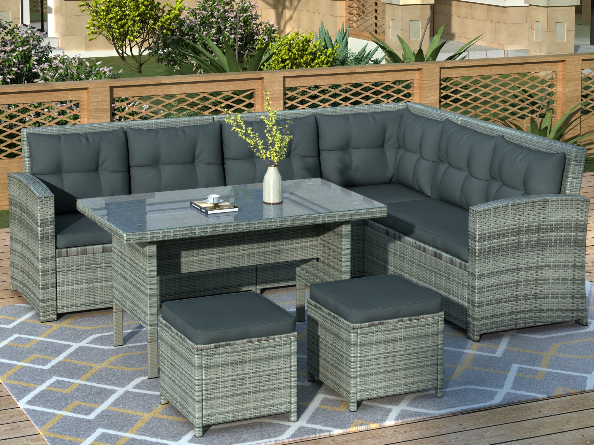 Juego de muebles de patio para exterior - Gris