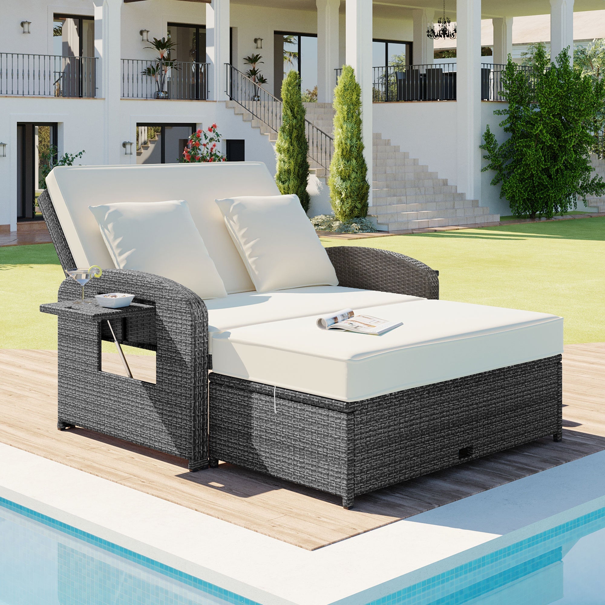 Sofá cama reclinable para 2 personas - Gris
