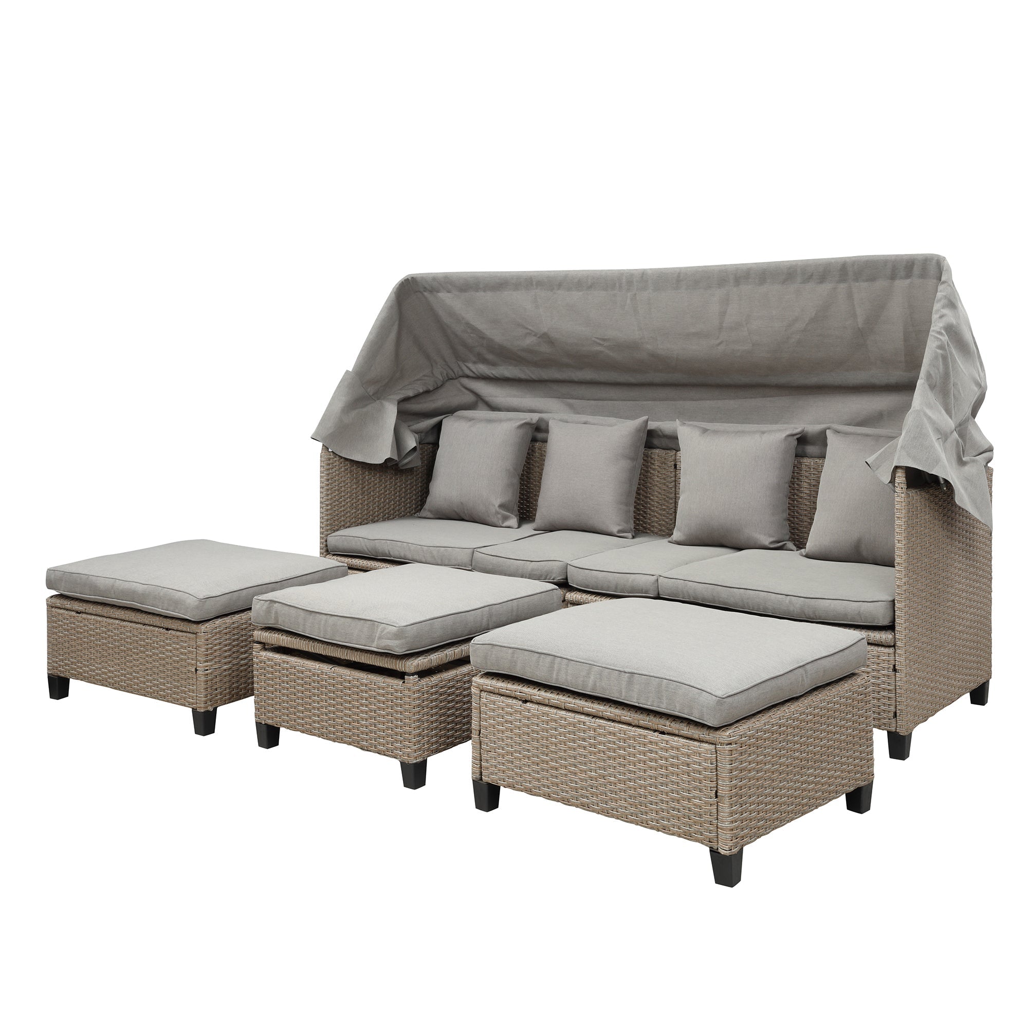 Sofá para patio de 4 piezas - Beige