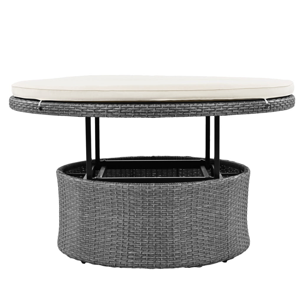 Conjunto de sofás redondos de 5 piezas para patio al aire libre - Gris
