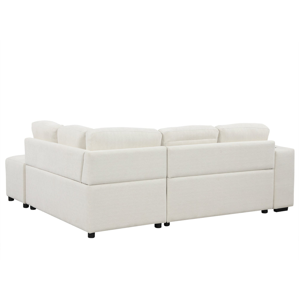 Sofá cama extraíble en forma de L - Beige