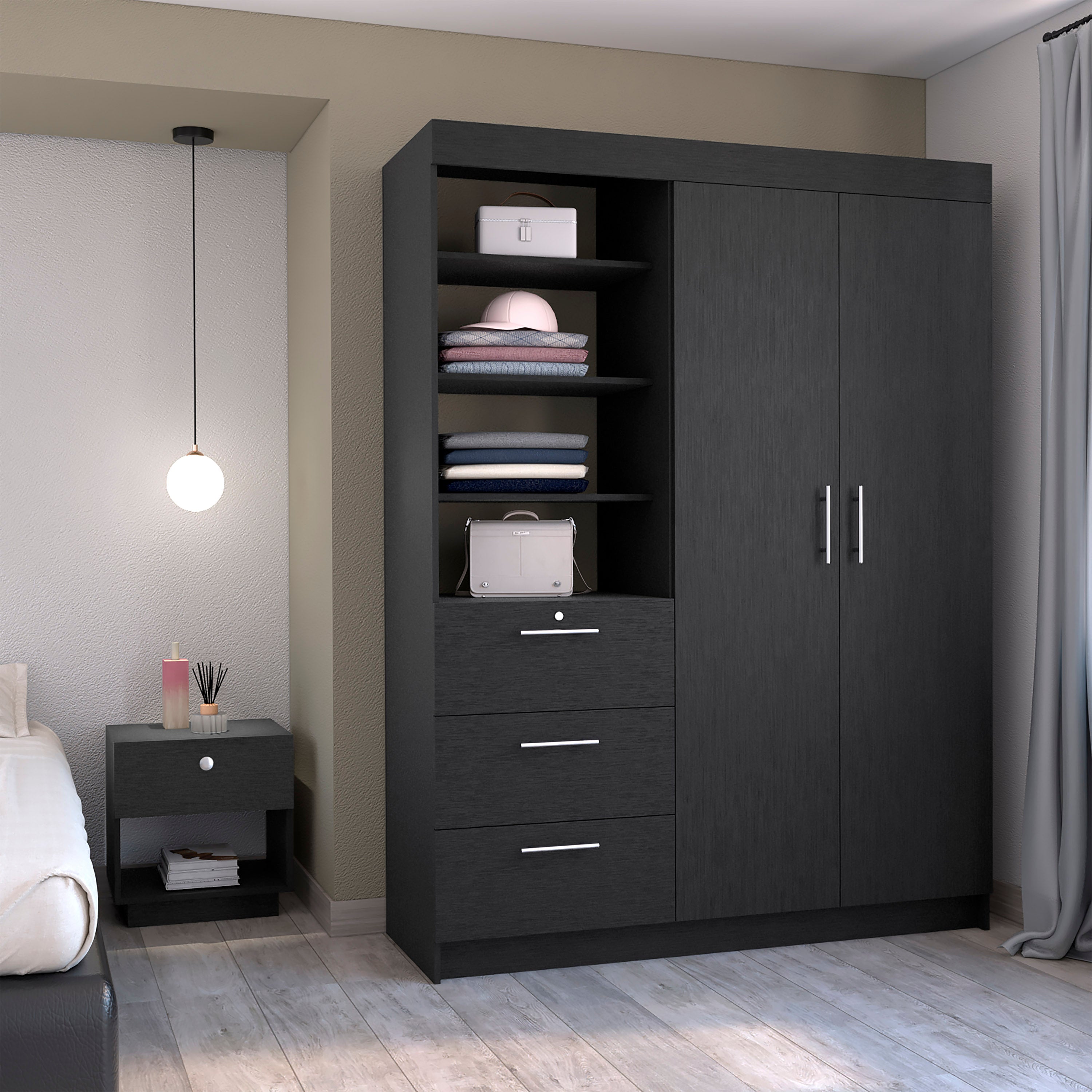 Juego de dormitorio de 2 piezas - Negro