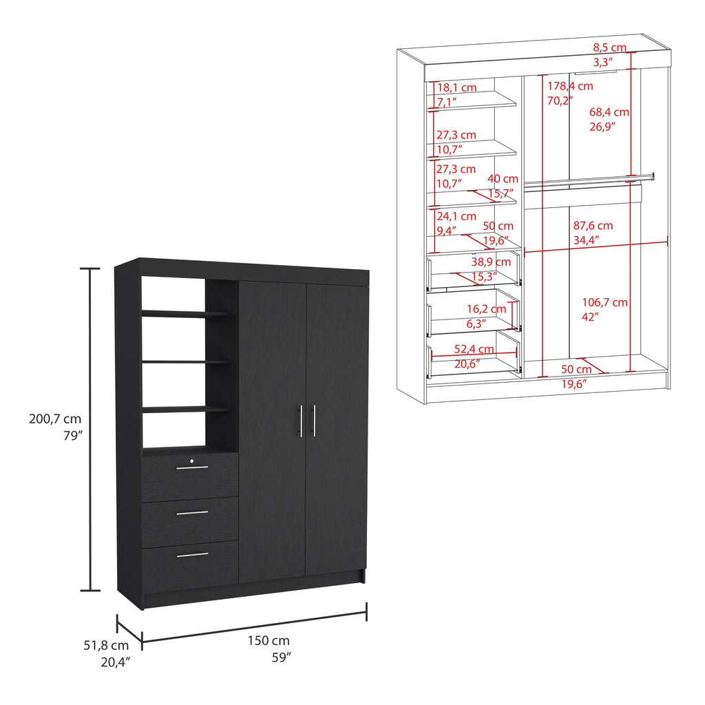 Juego de dormitorio de 2 piezas - Negro