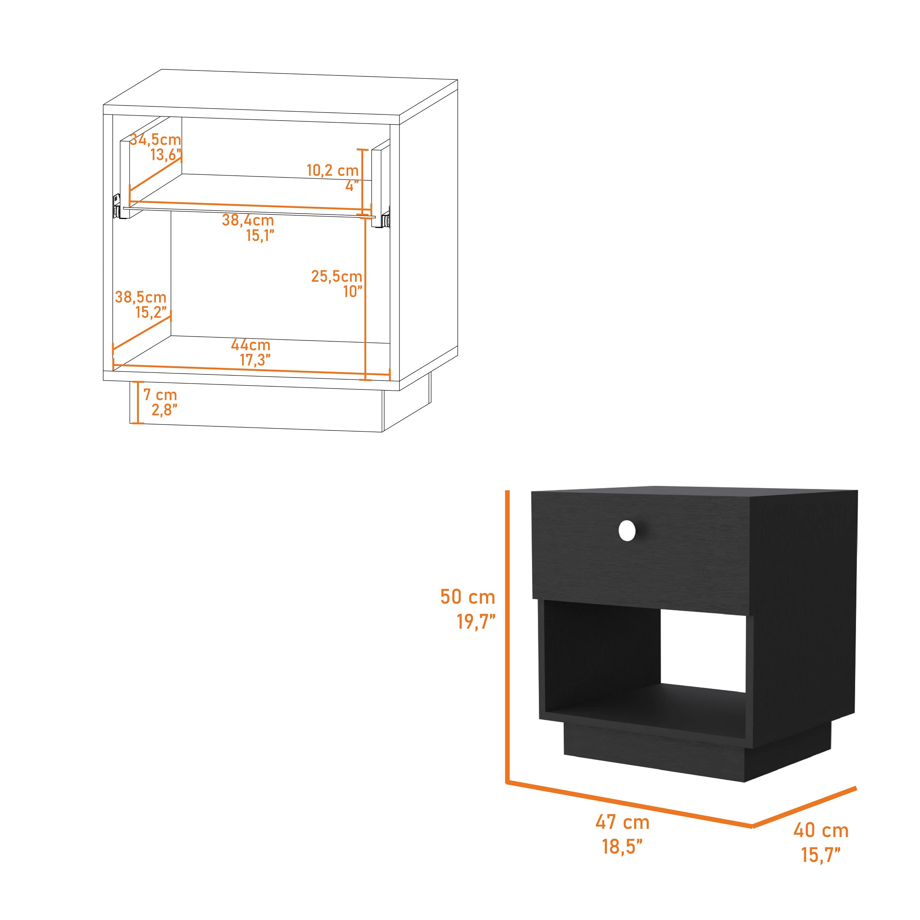 Juego de dormitorio de 2 piezas - Negro