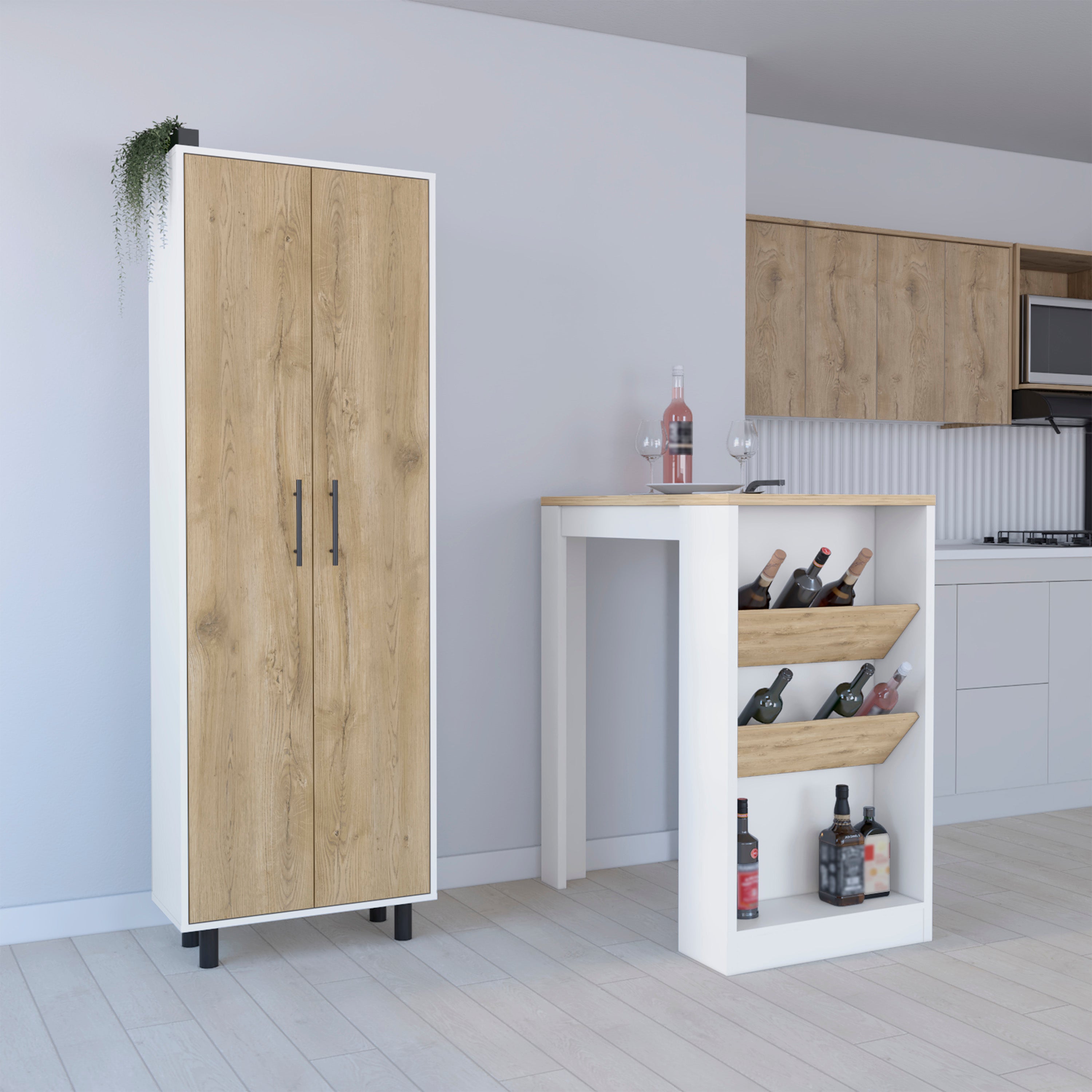 Juego de cocina de 2 piezas - Blanco / Roble claro