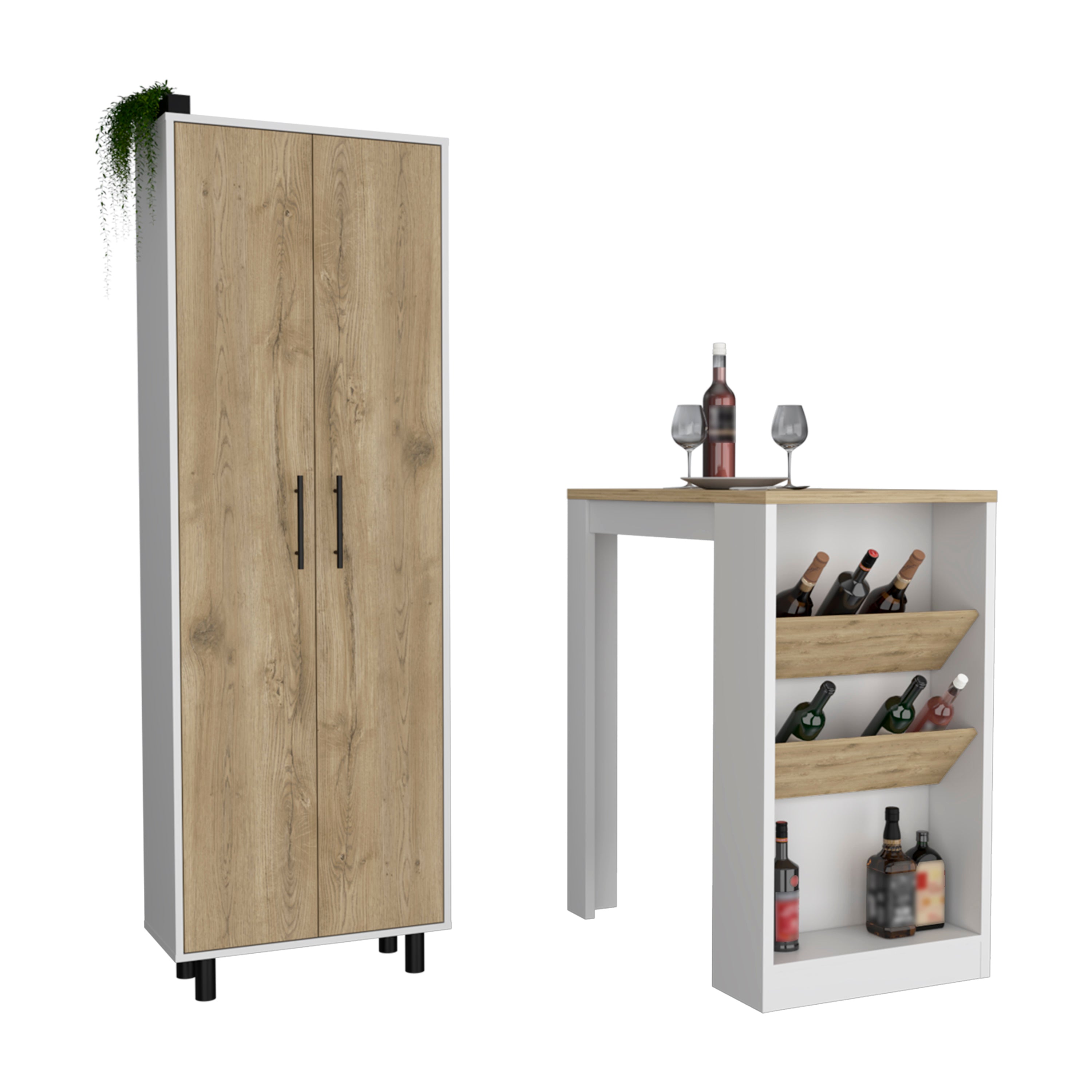 Juego de cocina de 2 piezas - Blanco / Roble claro