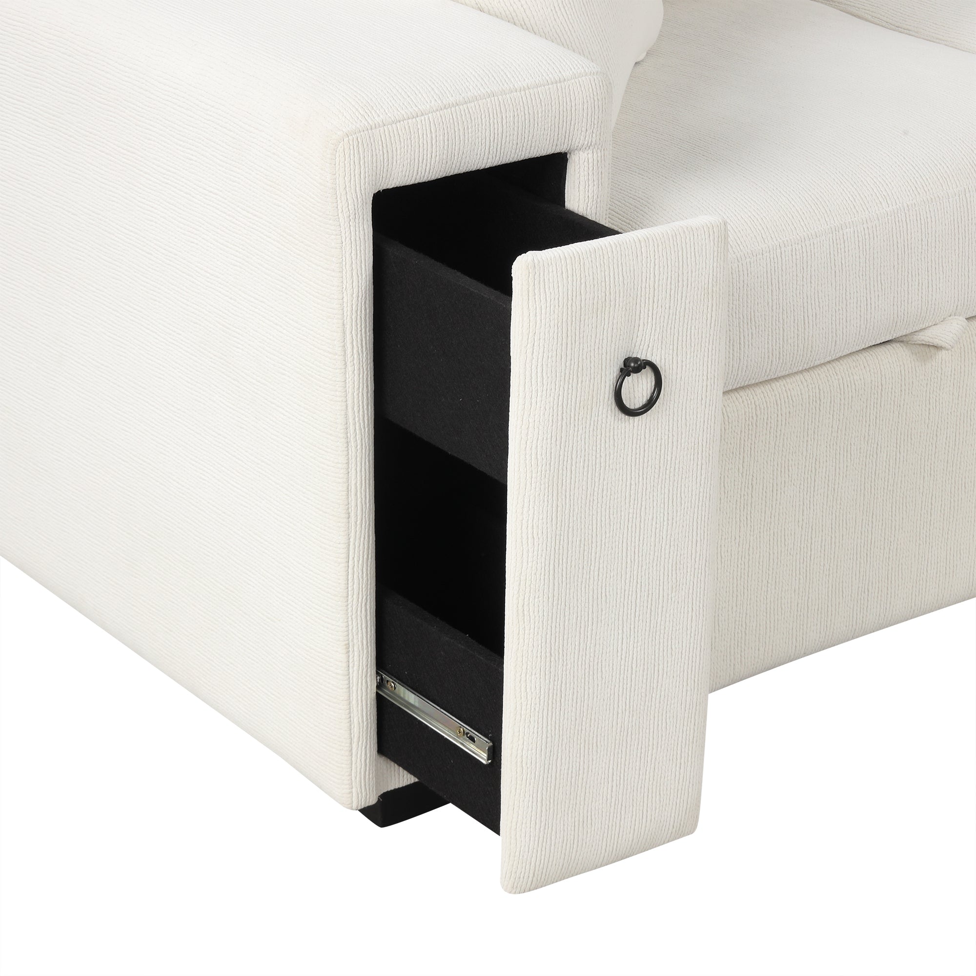 Sofá cama extraíble en forma de L - Beige