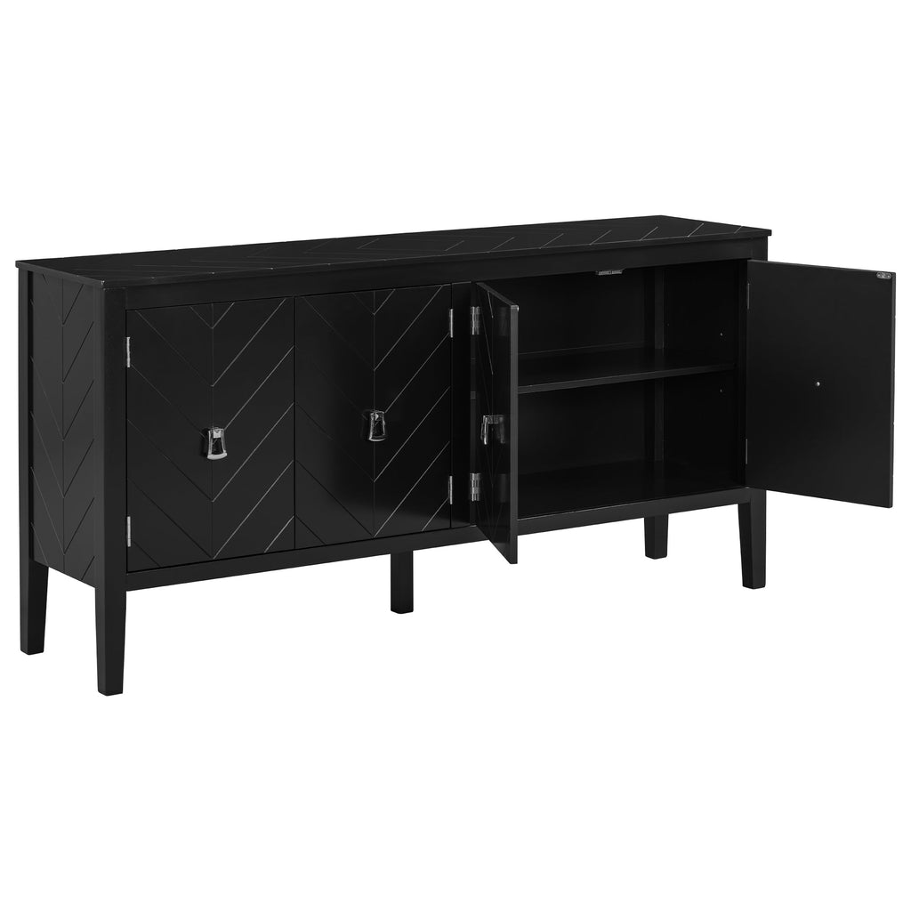 Aparador de cuatro puertas para sala - Negro