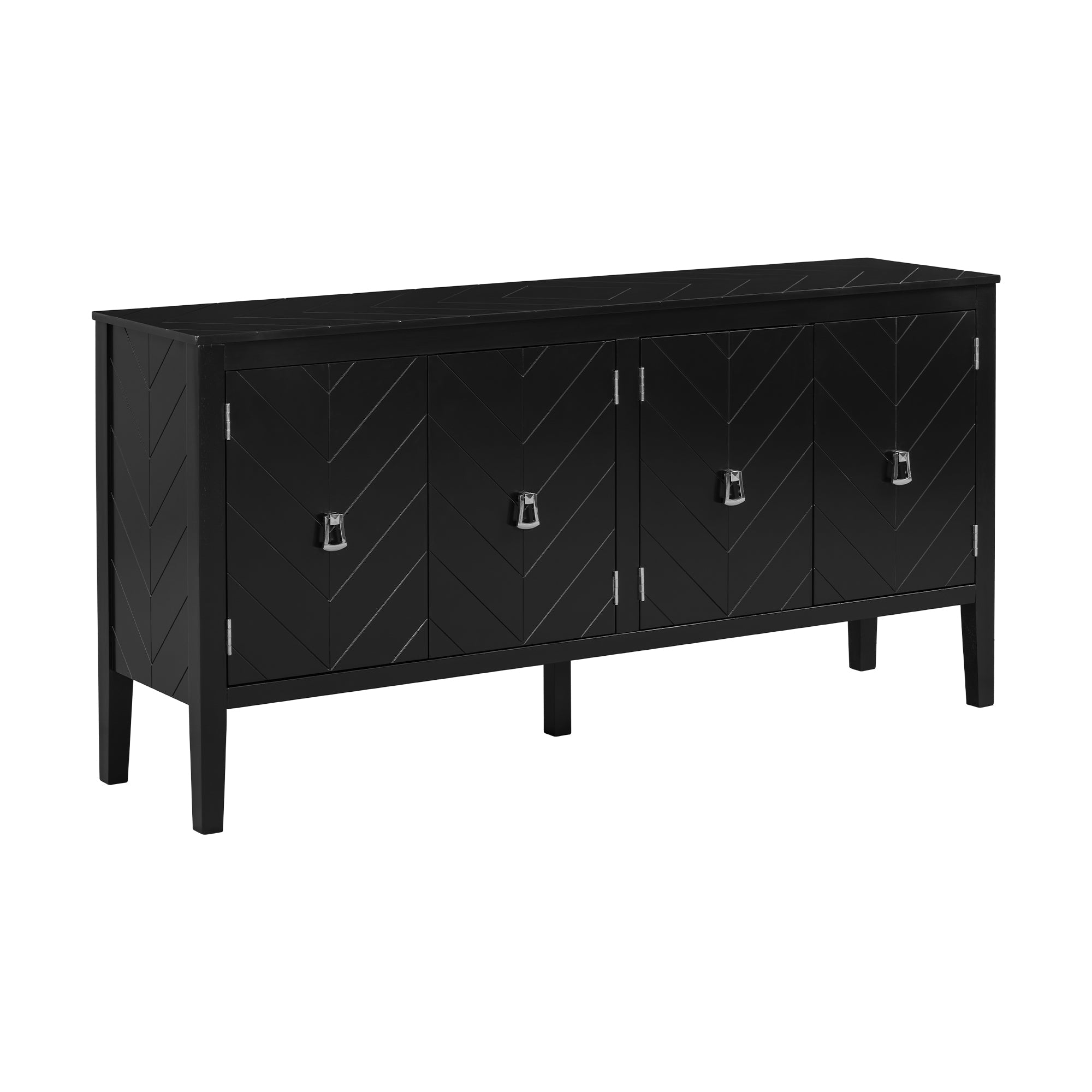 Aparador de cuatro puertas para sala - Negro