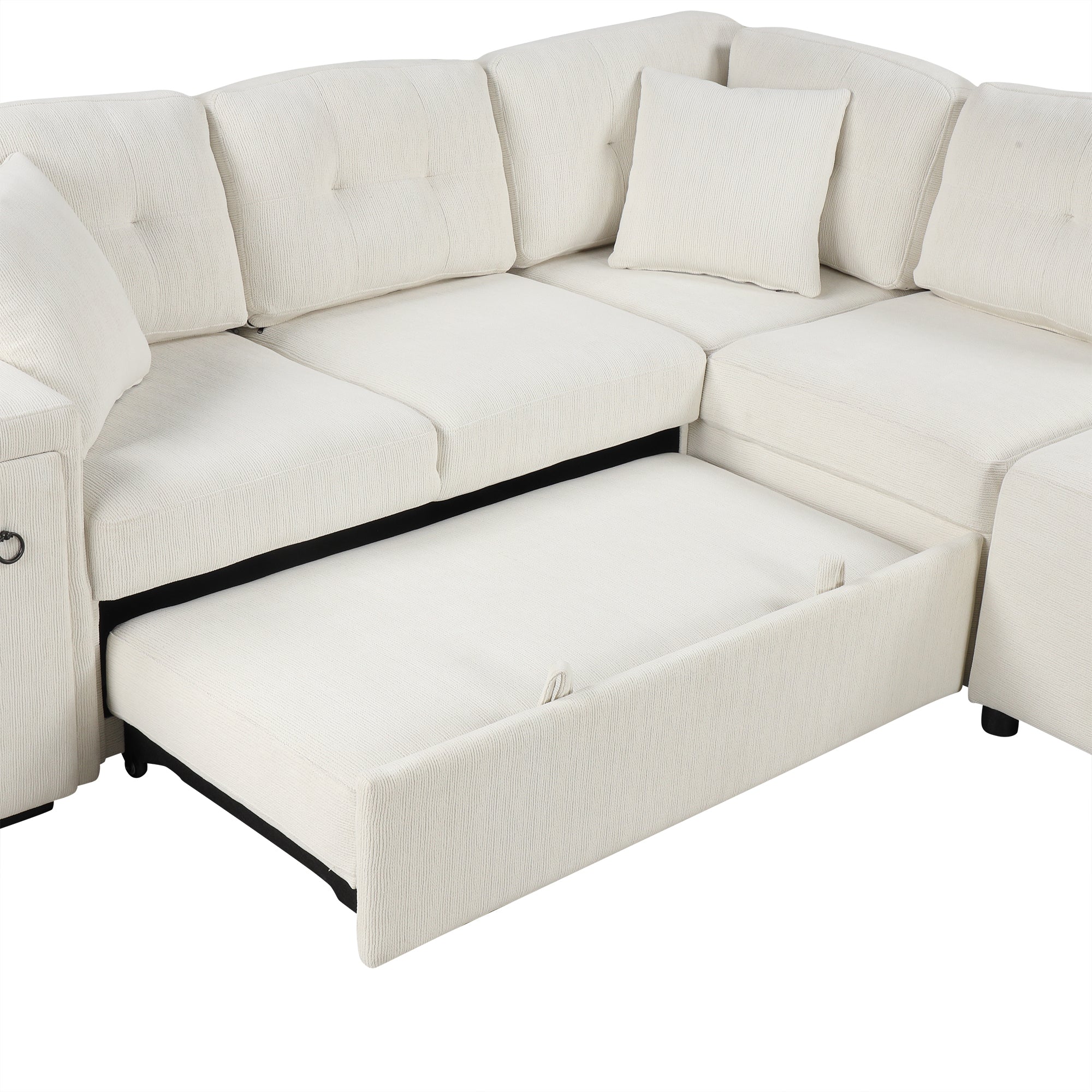 Sofá cama extraíble en forma de L - Beige