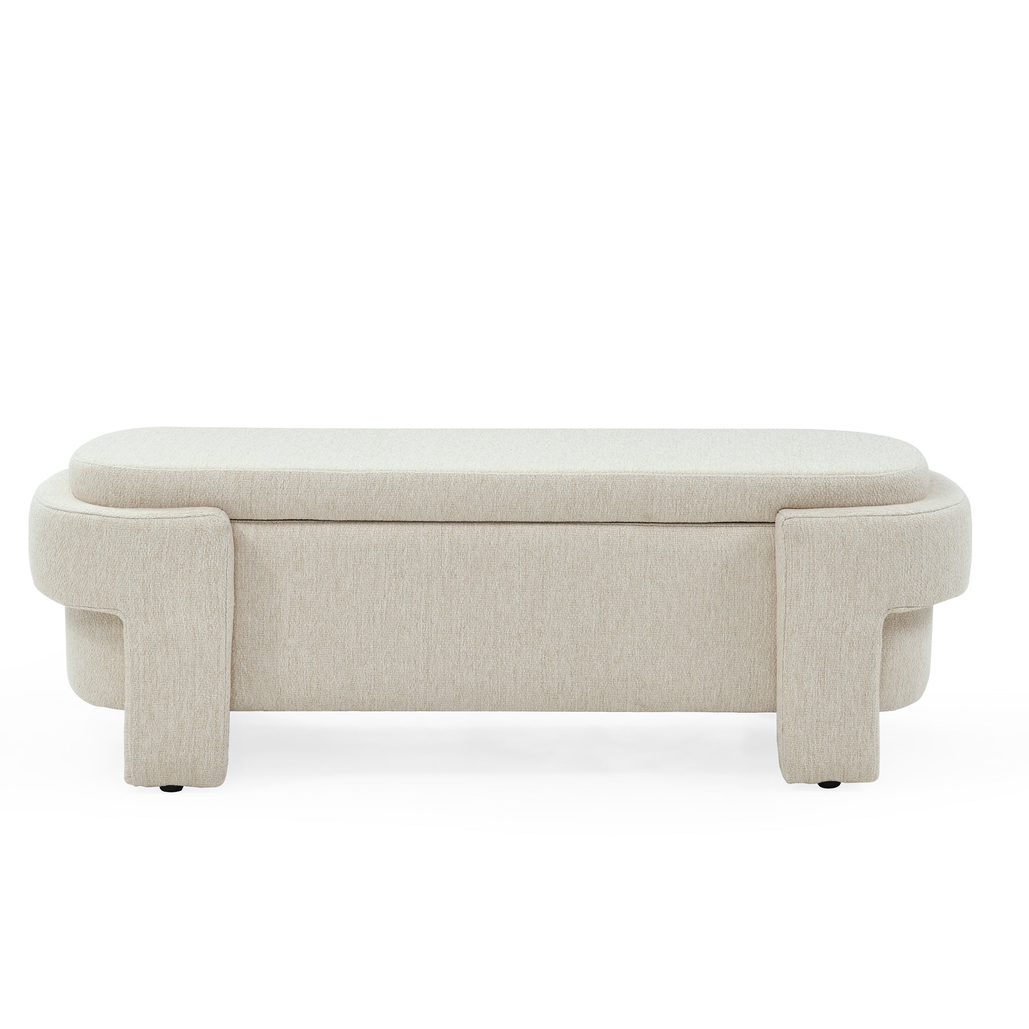 Banco tapizado en tela de lino - Beige