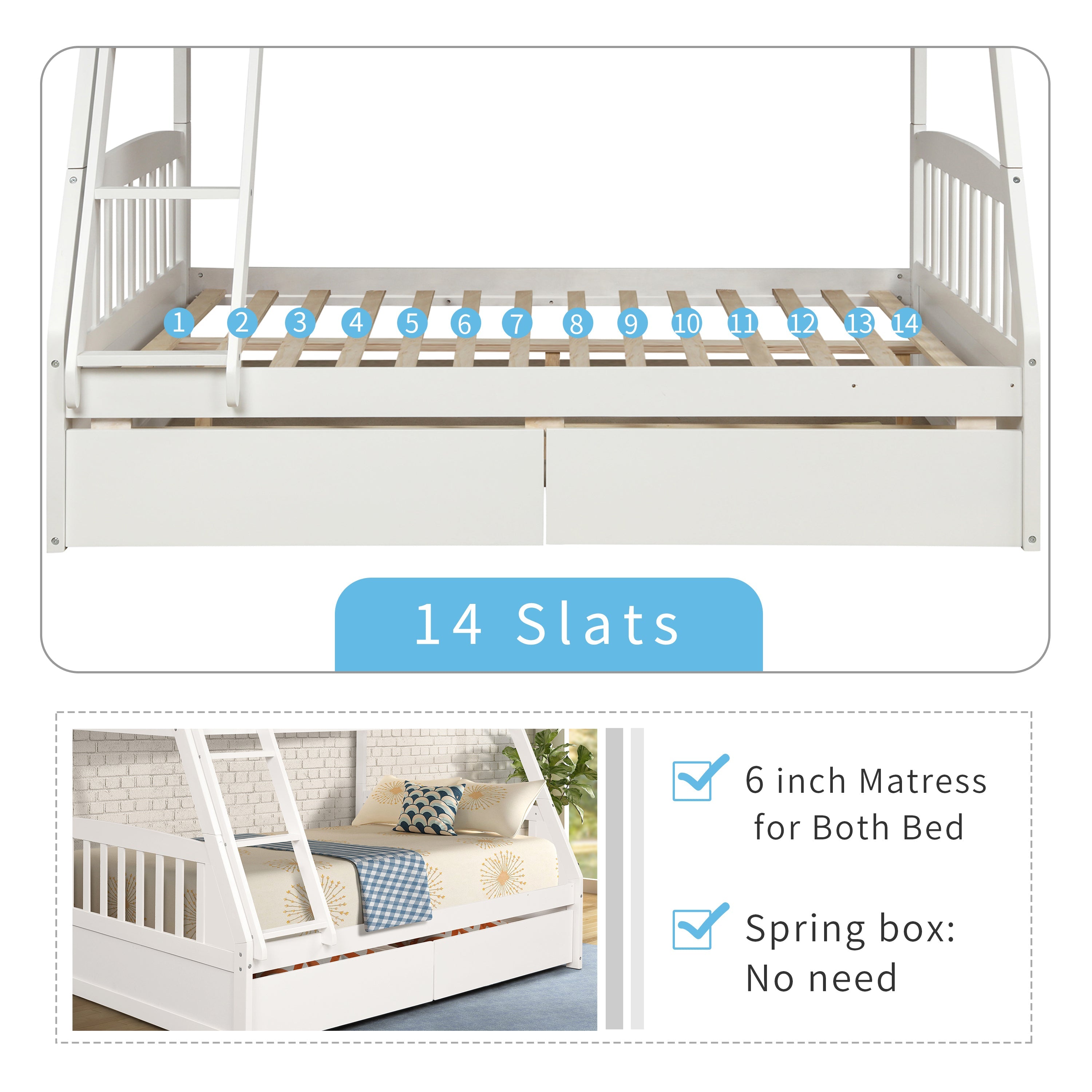 Litera de madera maciza – Blanco