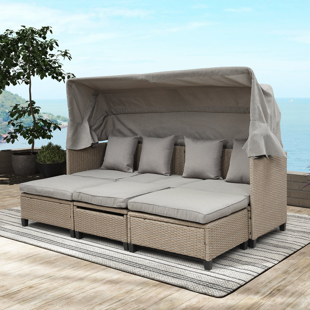 Sofá para patio de 4 piezas - Beige