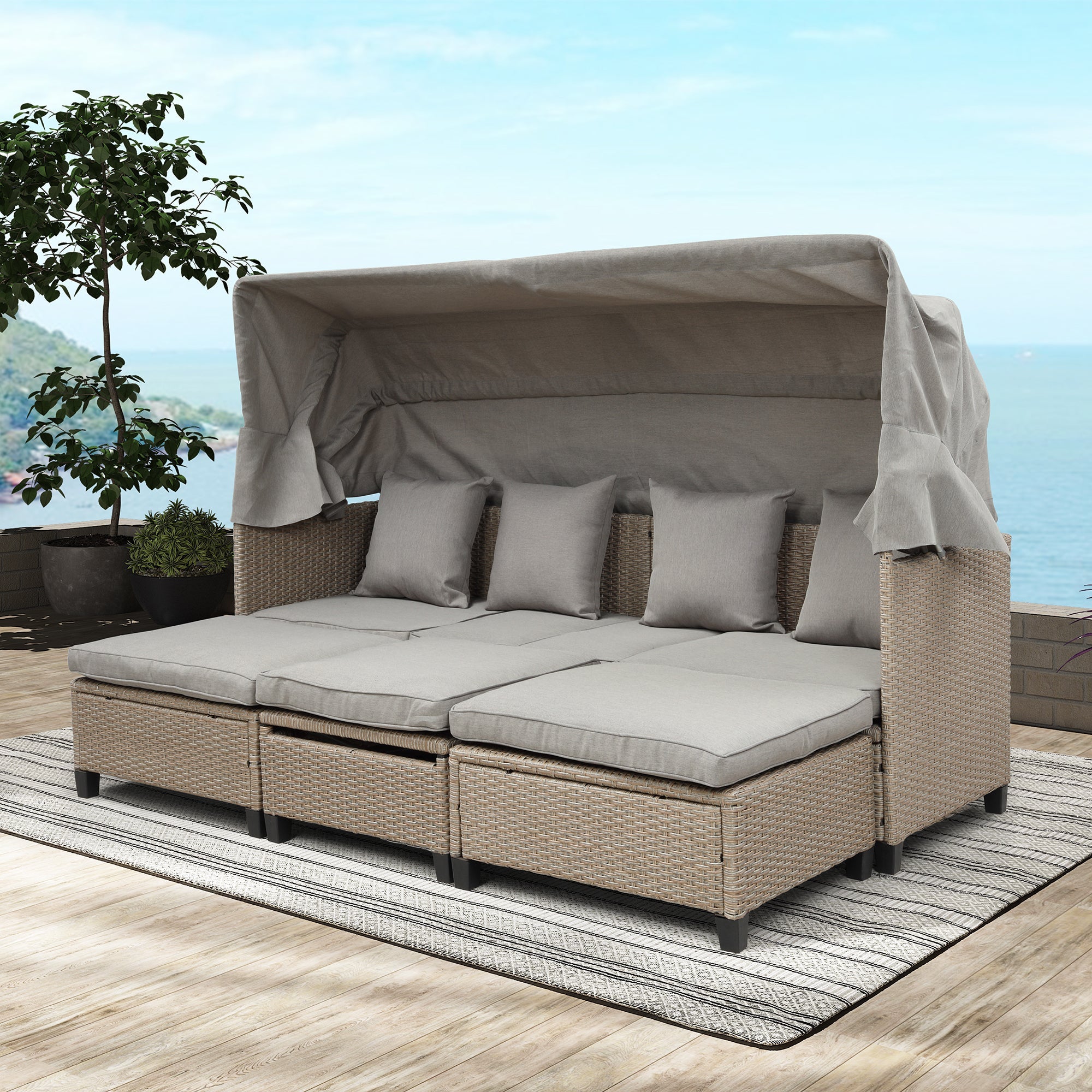 Sofá para patio de 4 piezas - Beige