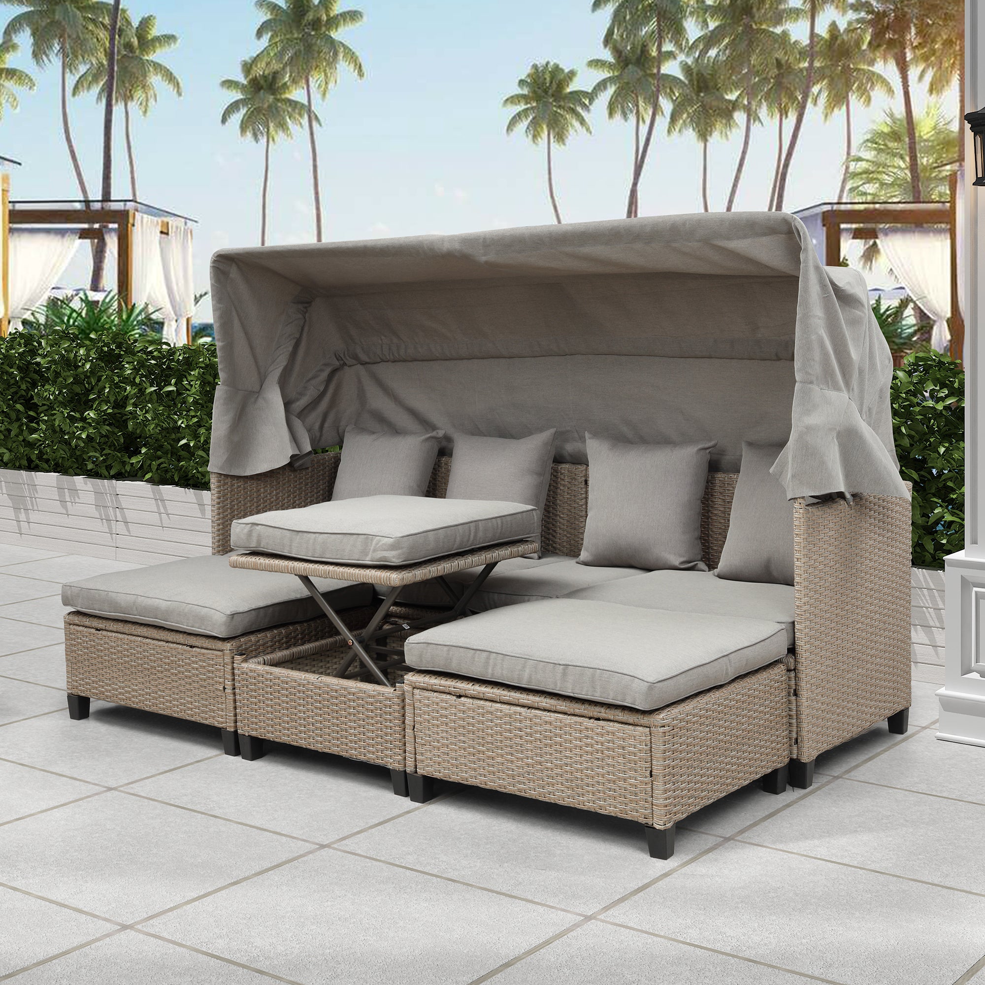 Sofá para patio de 4 piezas - Beige