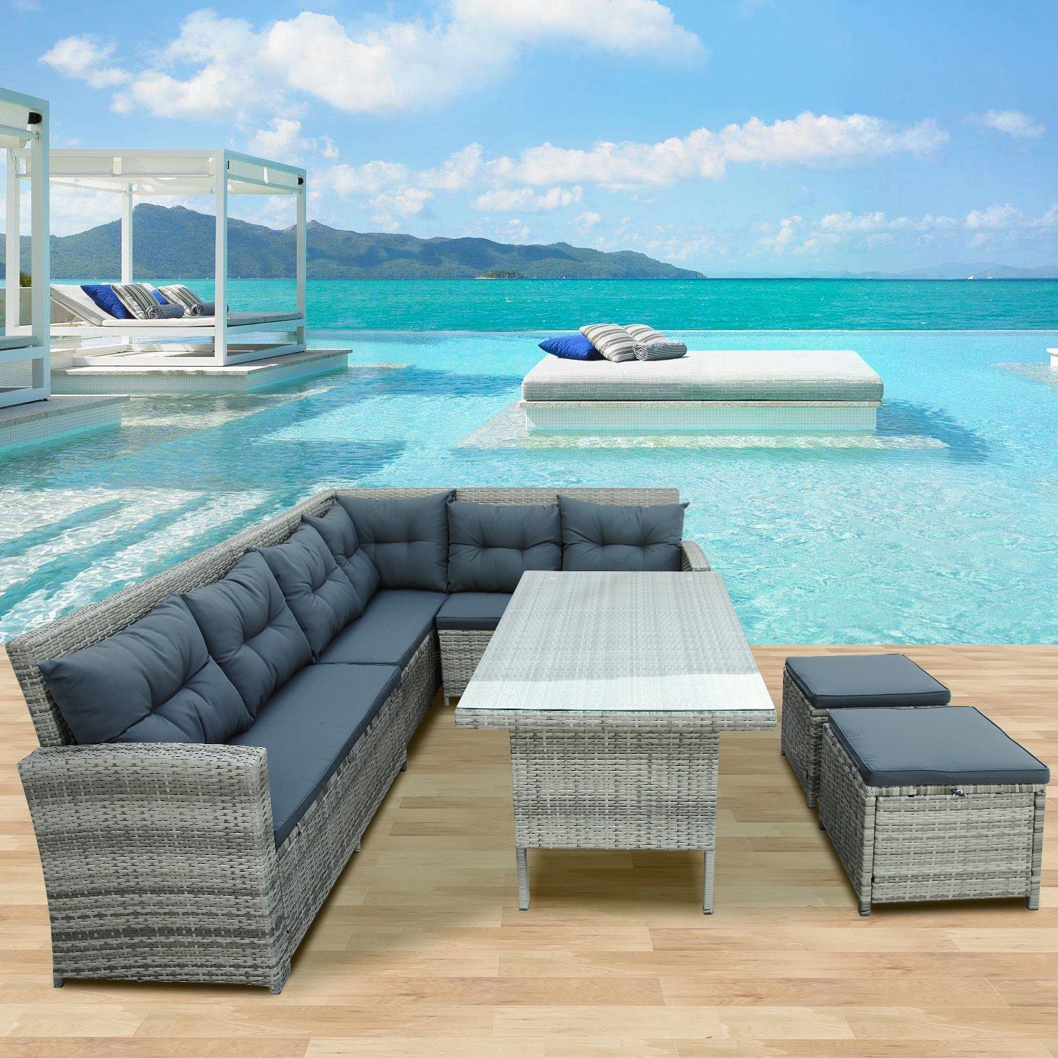 Juego de muebles de patio para exterior - Gris
