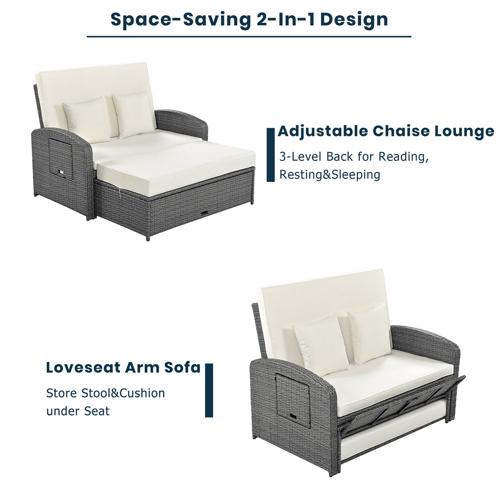 Sofá cama reclinable para 2 personas - Gris