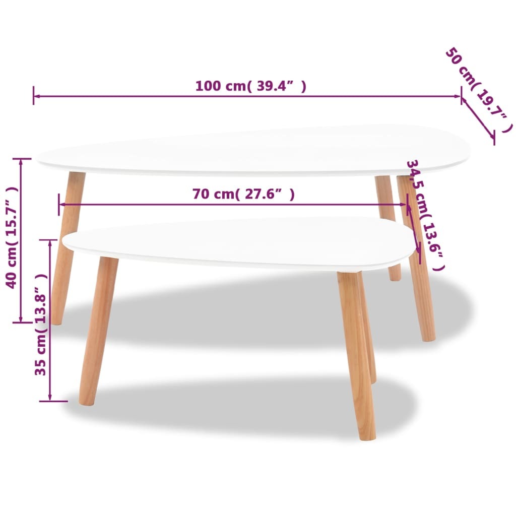 Juego de mesa de centro de 2 piezas - Blanco