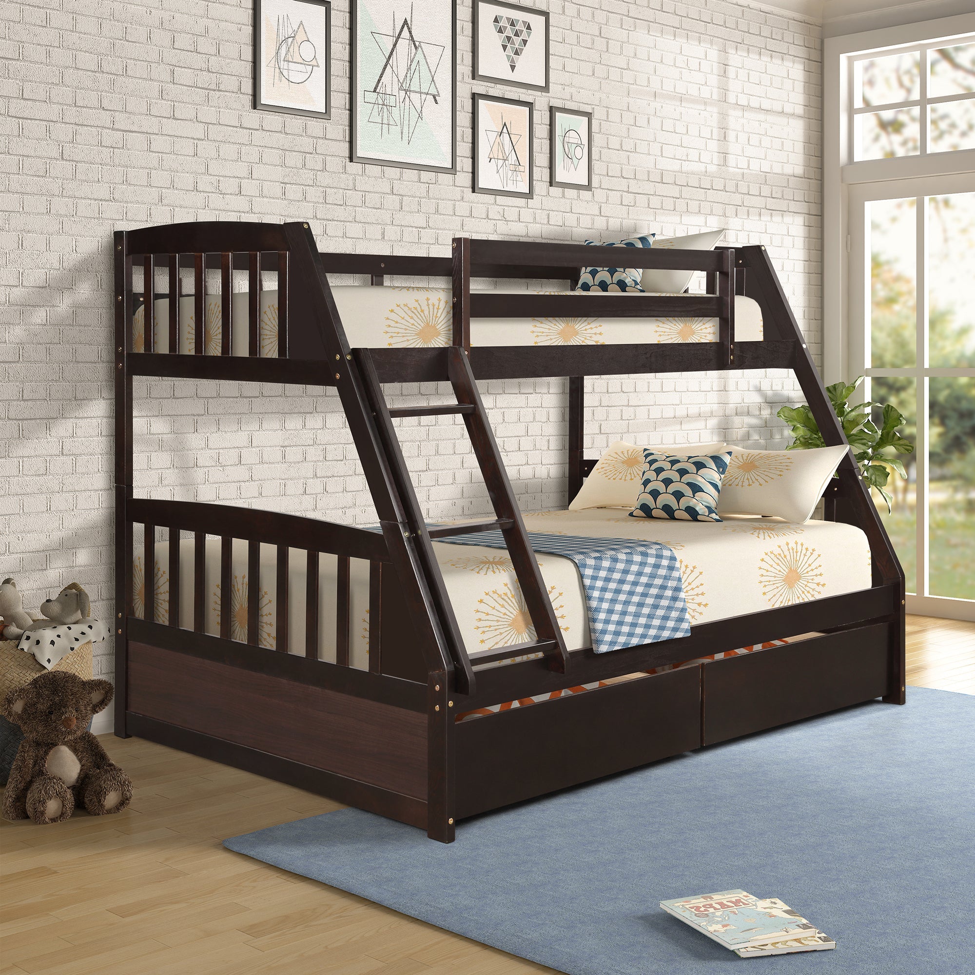 Litera de madera maciza - Marrón
