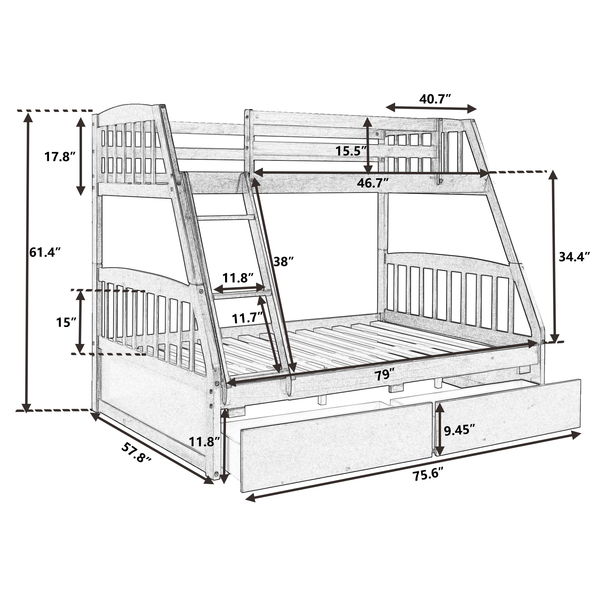 Litera de madera maciza – Blanco