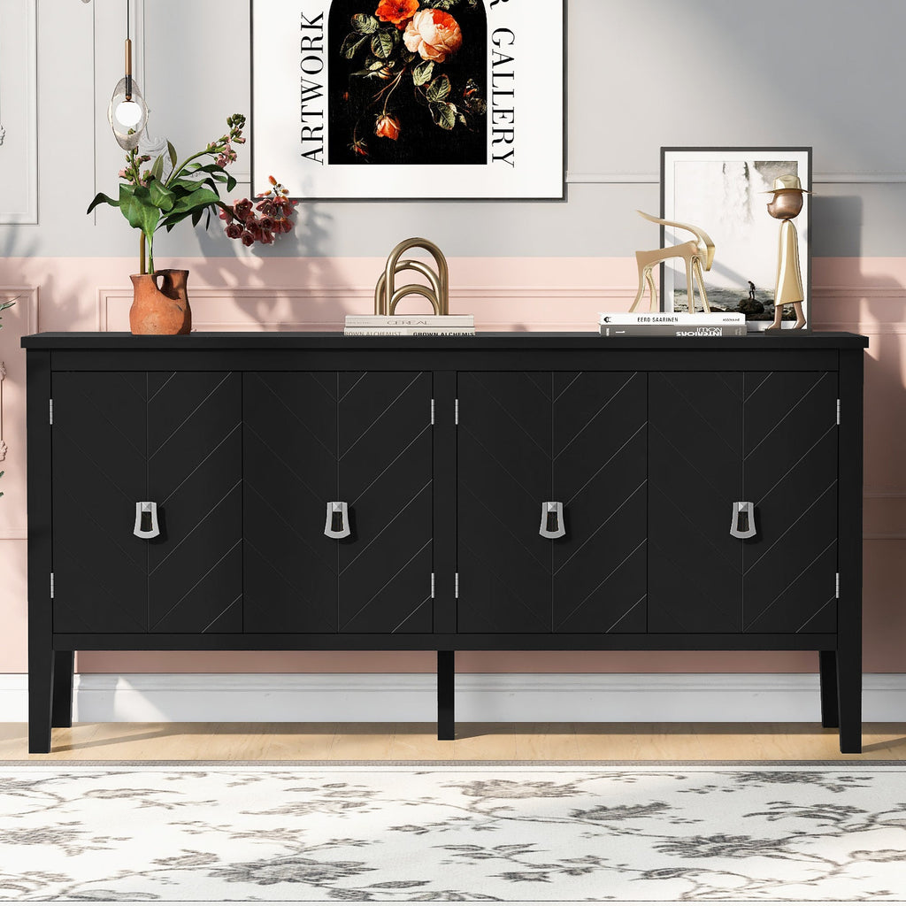 Aparador de cuatro puertas para sala - Negro