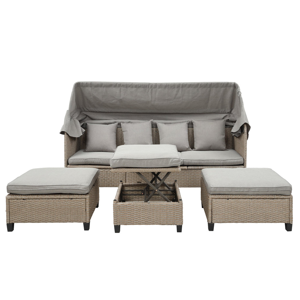 Sofá para patio de 4 piezas - Beige