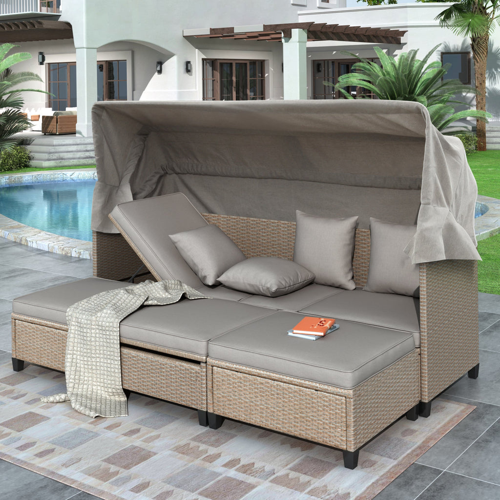Sofá para patio de 4 piezas - Beige