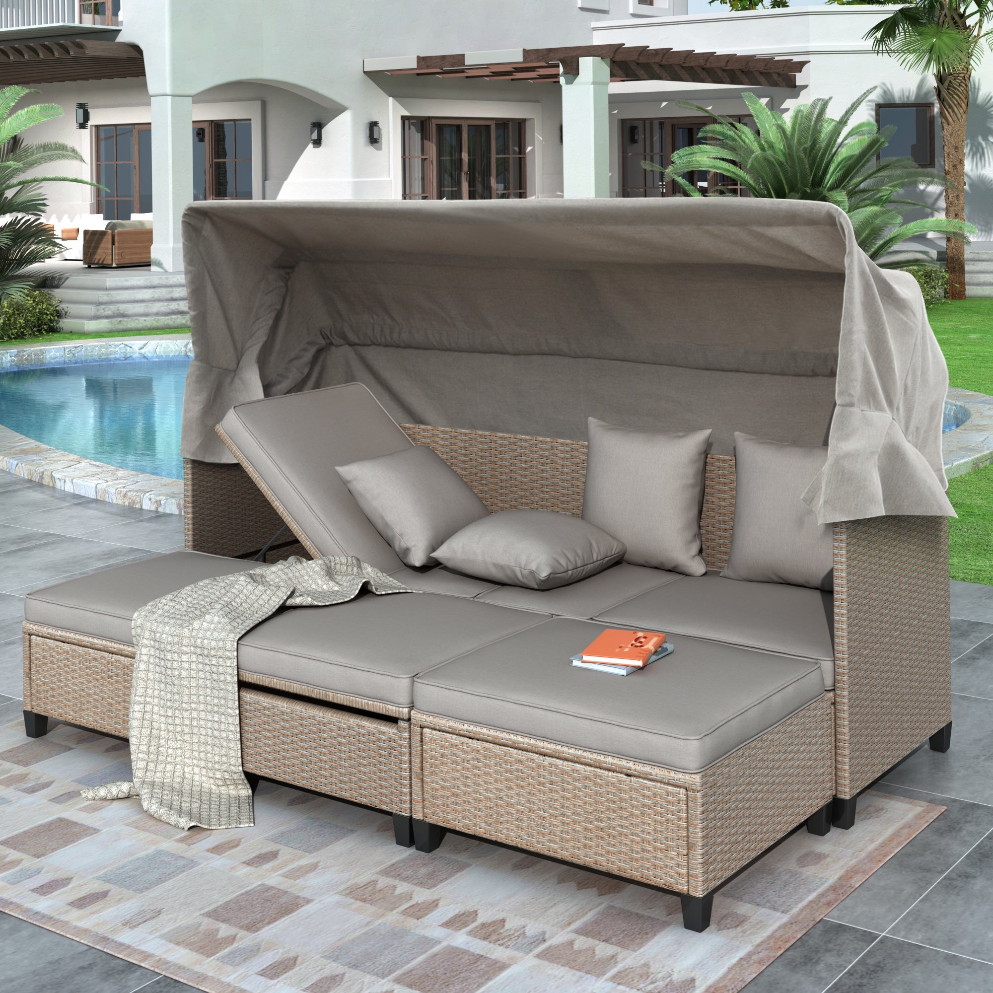Sofá para patio de 4 piezas - Beige